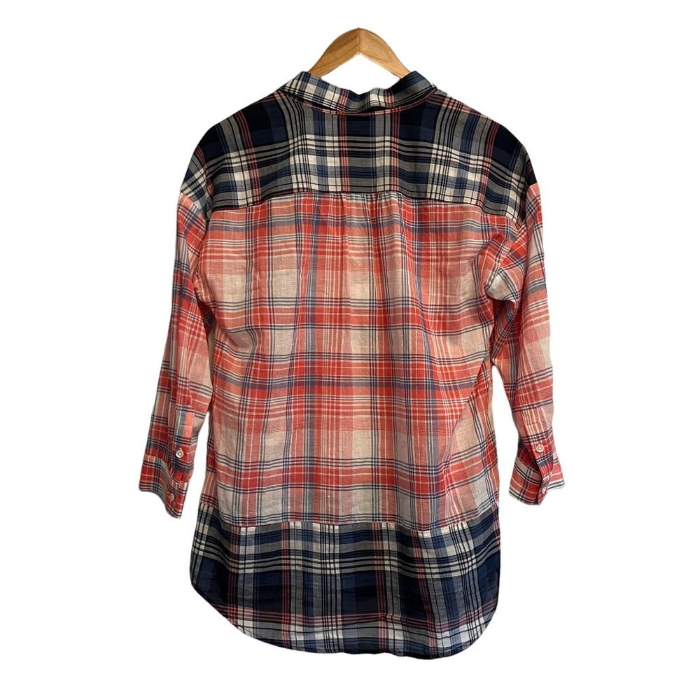 Joie Plaid Contrasting Popover Tunic 100 Cotton Size Small - Picture 2 of 7